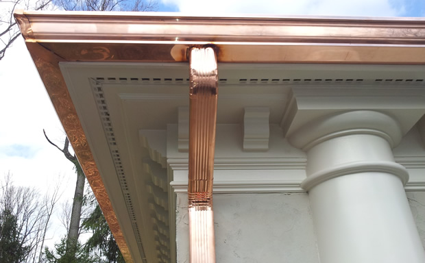 copper gutters and downspout