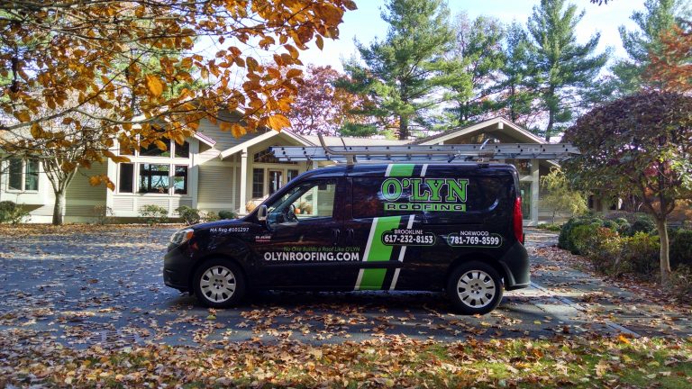 O'lyn Roofing service vehicle.