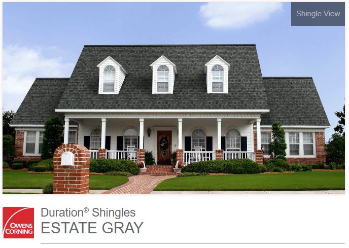 Home showing Owens Corning Estate Gray Shingles.