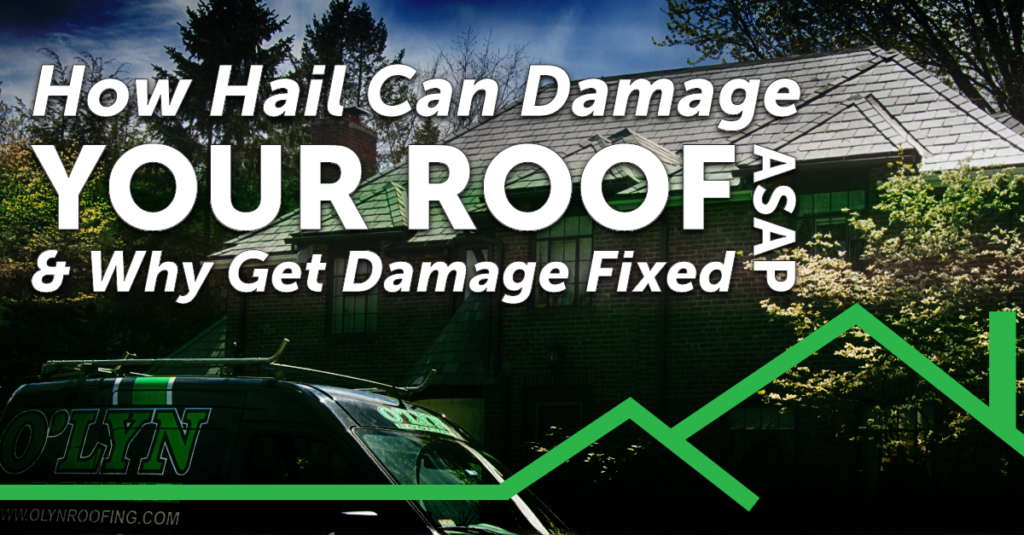 graphic with the quote "How Hail Can Damage Your Roof & Why Get Damage Fixed ASAP"