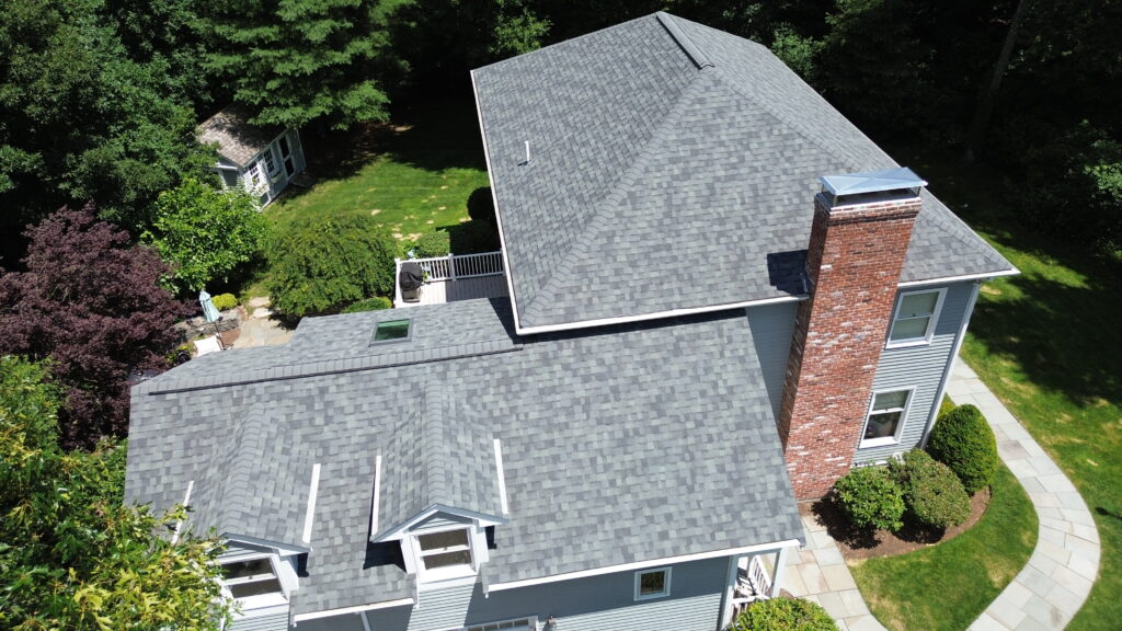 Grey roof just installed in natick massachusetts