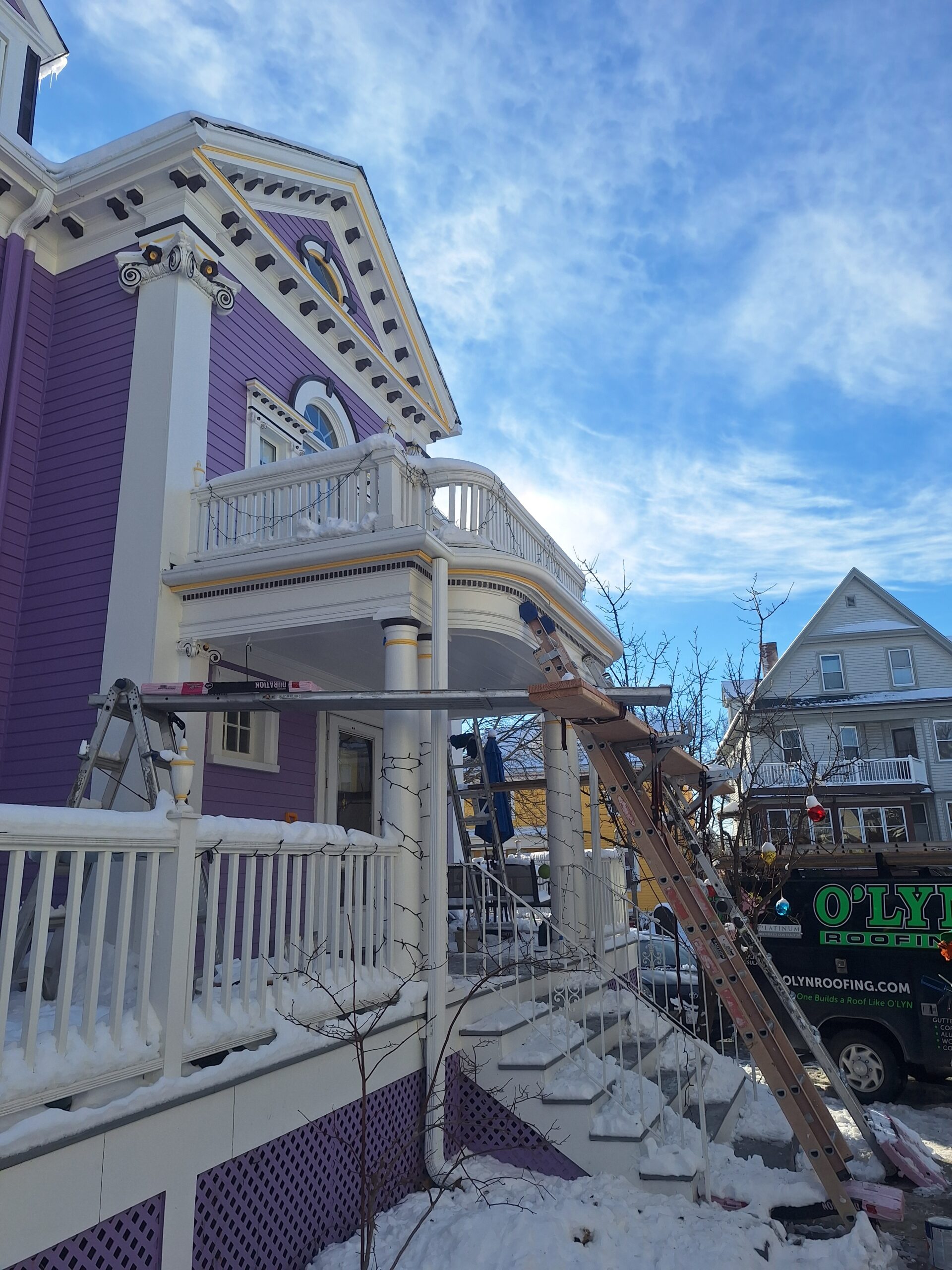 radial fiberglass gutters on historic home