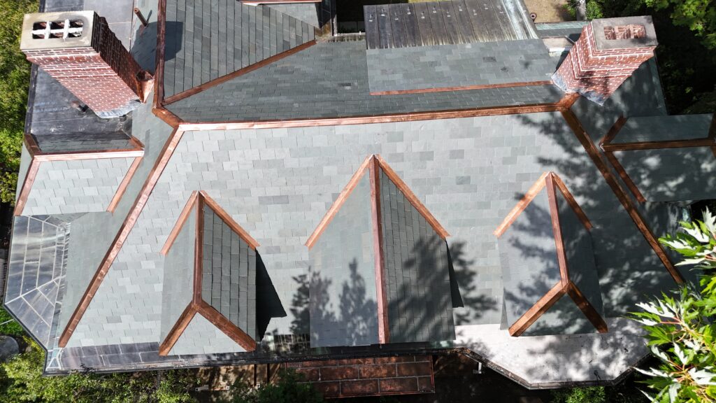 Slate and copper roof in Cambridge, Massachusetts